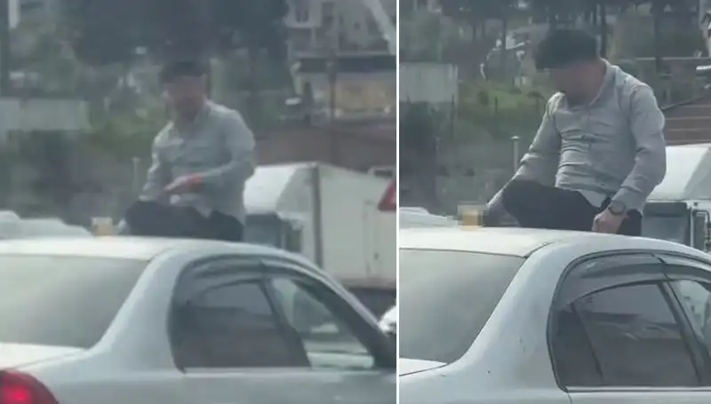 Trafikte Şaşkınlığa Sebep Olan Olay: Otomobil Üzerindeki Alem!